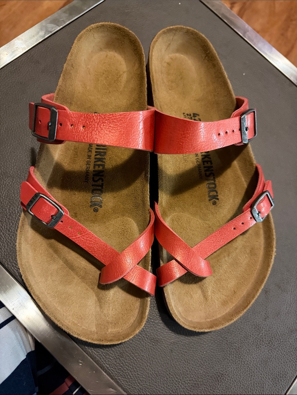 Birkenstock Dark Pink Leather Double-Strap Sandals